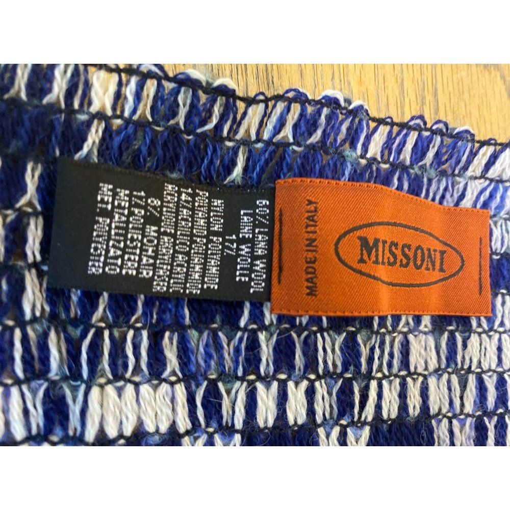 Missoni Chevron Wool Mohair Metallic Fringe Scarf - Picture 7 of 8